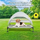 Snagle Paw Hundeliege mit Dach,Erhöhtes Hundebett mit Stabile Anti Rutsch Füße,Breiterer Schatten Hundeliege Outdoor,Wasserfest Hundebett mit Dach Grosse Hunde Camping Indoor & Outdoor
