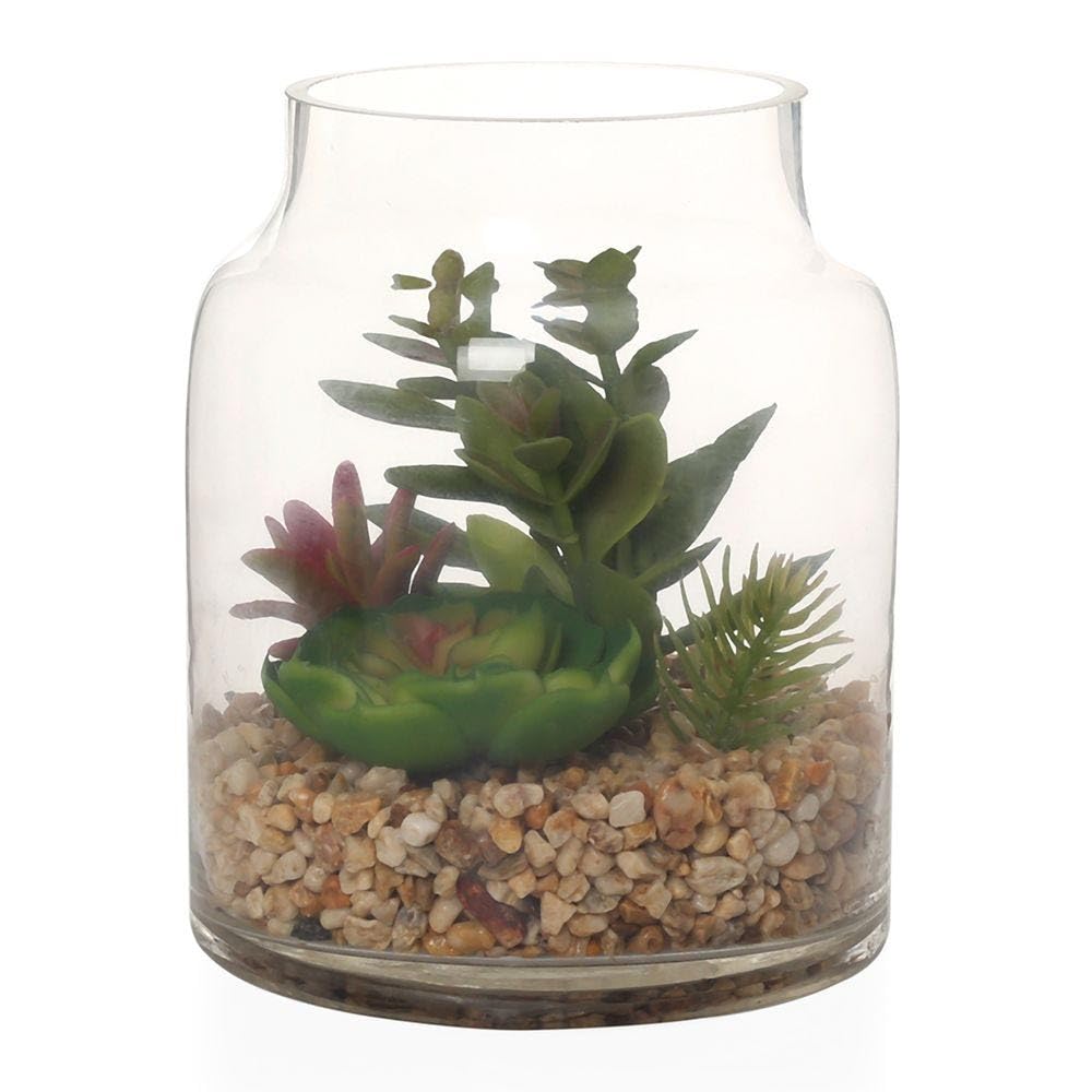 homes r us هومز أر أس Round G ass Hand Woven Plante , Natu al - 20x20 Cms