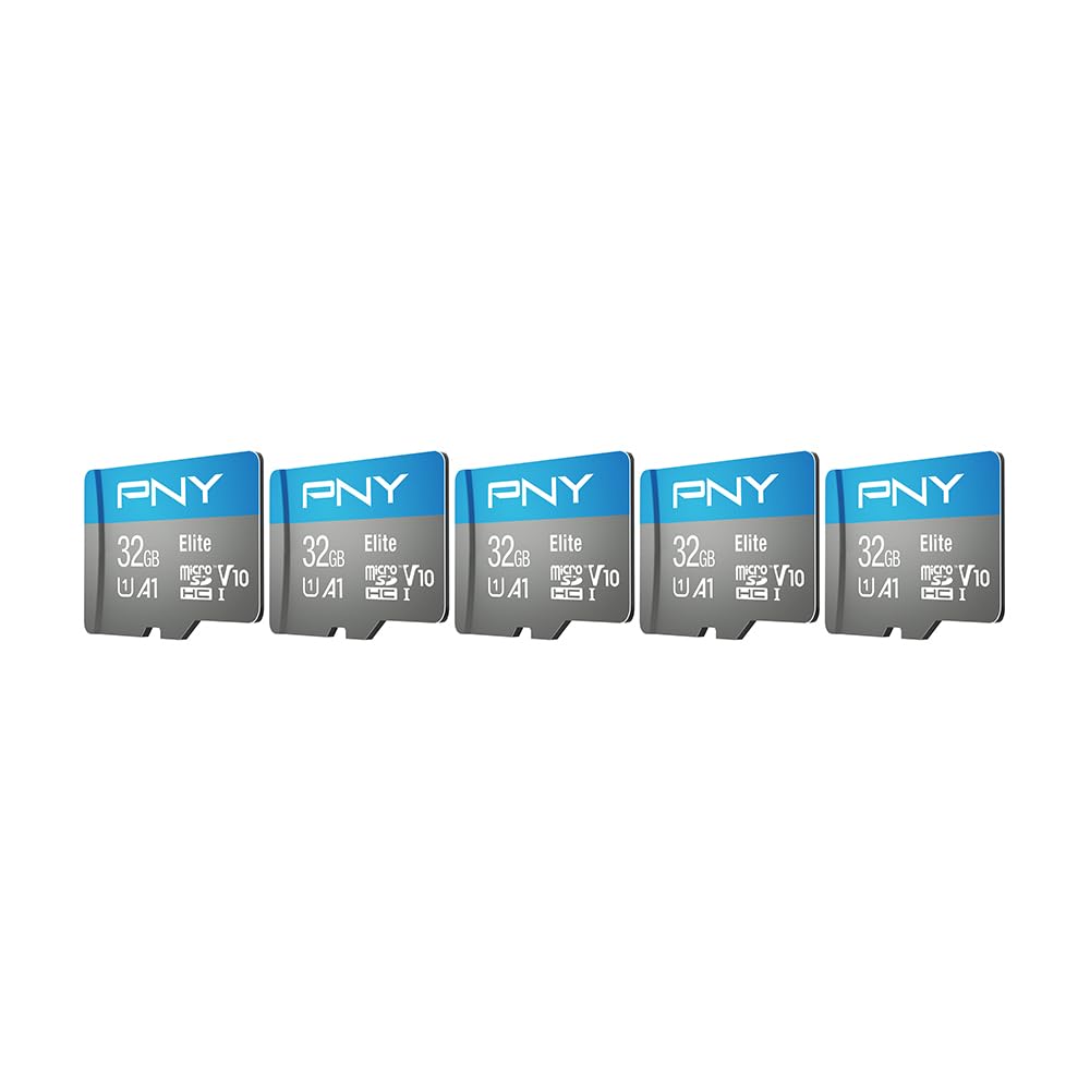 PNY 32GB Elite™ Mobile Accessories Class 10 U1 V10, A1 microSDHC Flash Memory Card for Mobile Devices - 100MB/s, Full HD, UHS-I, Micro SD 5-Pack-image-32