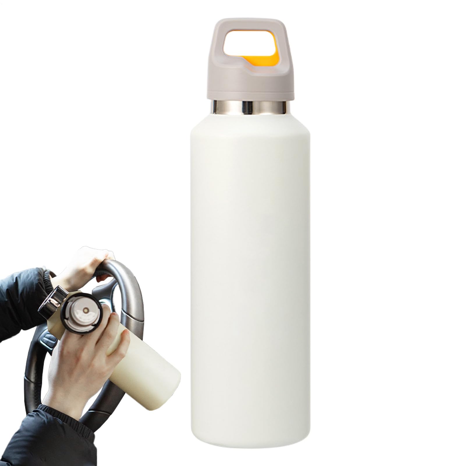 Thermosflaschen, 600 ml, Edelstahl, Deckel mit leicht zu öffnendem Verschluss, Sportflasche und Kaffeetasse für heiße und kalte Getränke, Tee, Kaffee, Outdoor, Reisen, Fahrrad, Camping