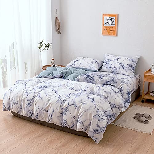 Housse de couette douce bleu king size pour simplifier le lit avec sa fermeture éclair