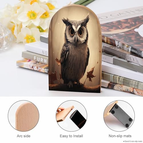 Sujetalibros de madera antideslizantes de búho resistentes 5