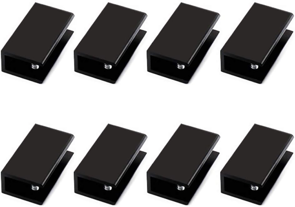 Kyien Pack of 8 Aluminum Alloy Square Glass Shelf Clamp Clip Holder Support Bracket (A: Suitable for 10-12 mm Thick Glass)