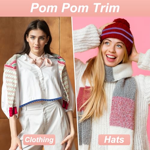 image for uxcell 8.5 Yards Pom Trim Ribbon, 0.5