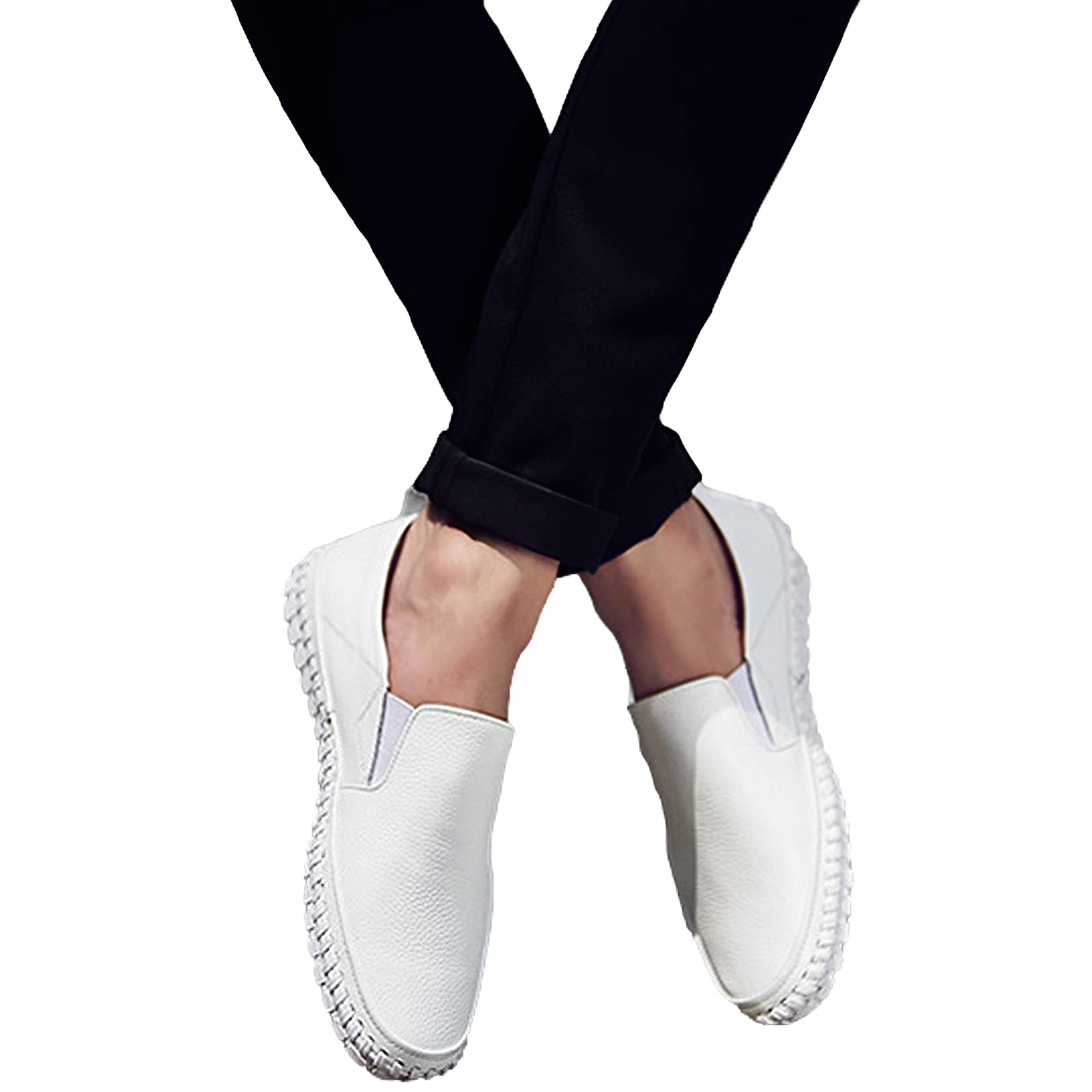 rismart Mocassin Homme Décontracté Plat Cuir à Enfiler Conduire Chaussure Chaussons