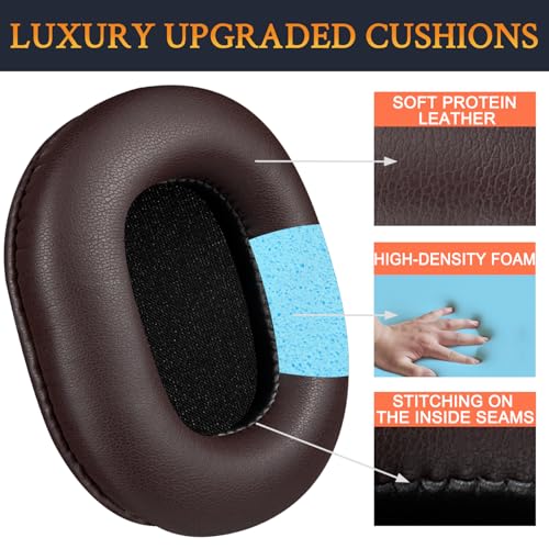 Image of SOULWIT Earpads Replacement for Audio Technica ATH M50X M50XBT M50RD M40X M30X M20X MSR7 SX1 Monitor Headphones, Ear Pads Cushions with Softer Protein Leather, High-Density Foam - Dark Coffee