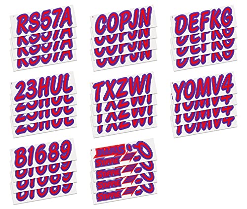 Image of STIFFIE Whipline Solid Red /Purple 3 inch Alpha-Numeric Registration Identification Numbers Stickers Decals for Boats & Personal Watercraft