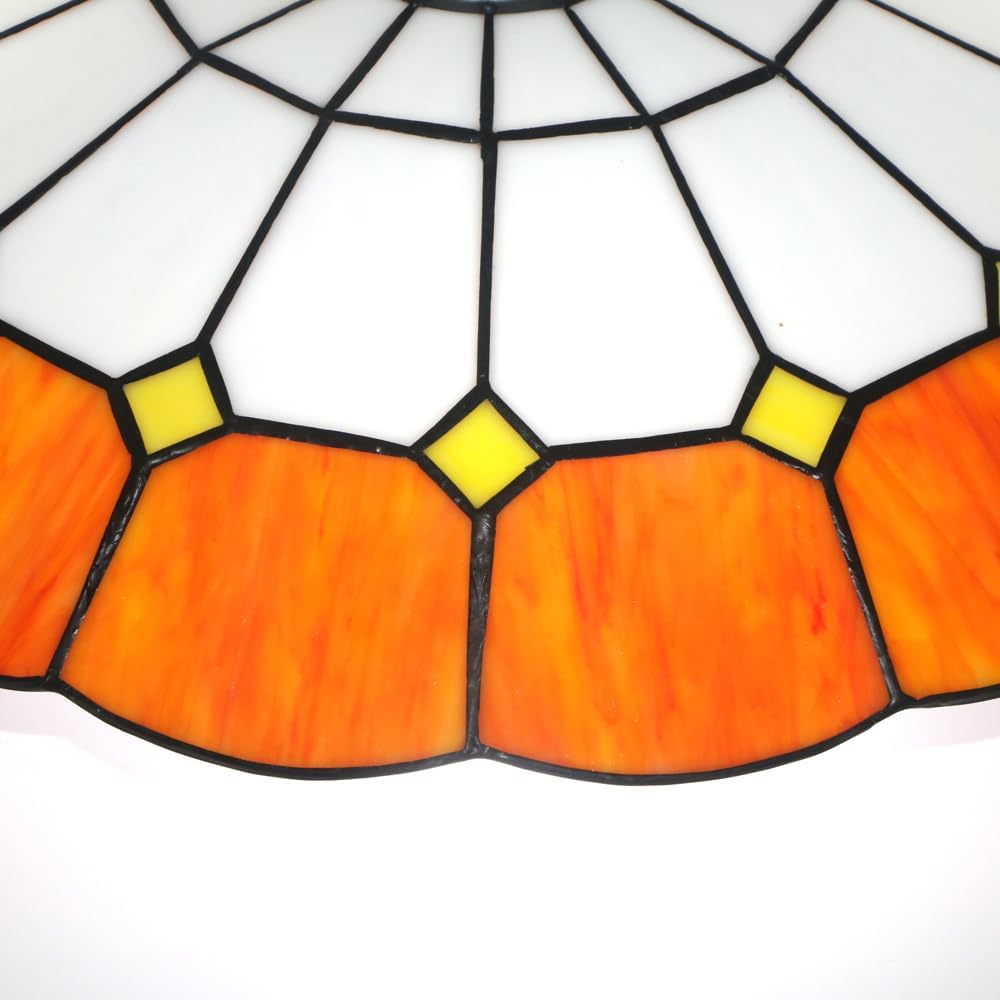 16 Inch Vintage Chandeliers Light Tiffany Style Ceiling Light Stained Glass Flush Mount Ceiling Lighting Fixtures Lamps (16 Inch Orange A)