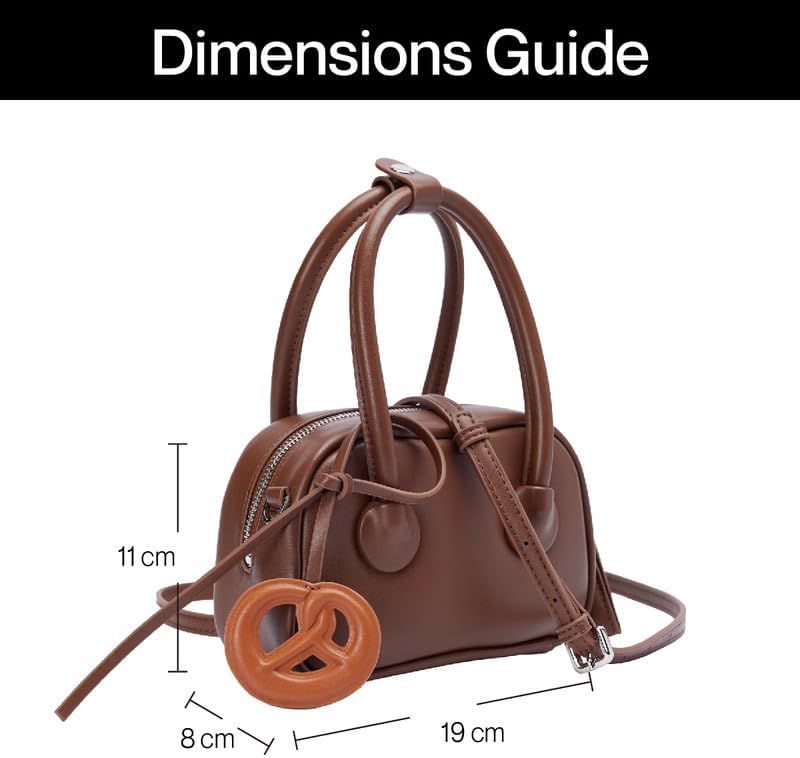 URBAN REVIVO Women’s Soft Leather Crossbody Bag， Cute Pretzel Charm Top Handle Handbag Purse for Daily， Party & Gifts - Image 8