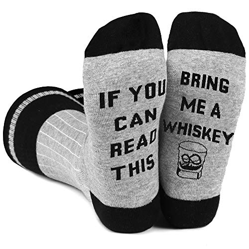 Chaussettes fantaisie en coton pour homme avec inscription « If You Can Read This Bring Me Some Bacon Oggs Pizza Wine » - - Taille Unique