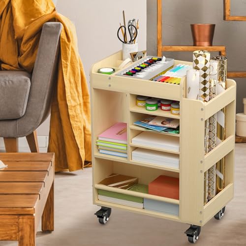 Rolling Wood Art Cart