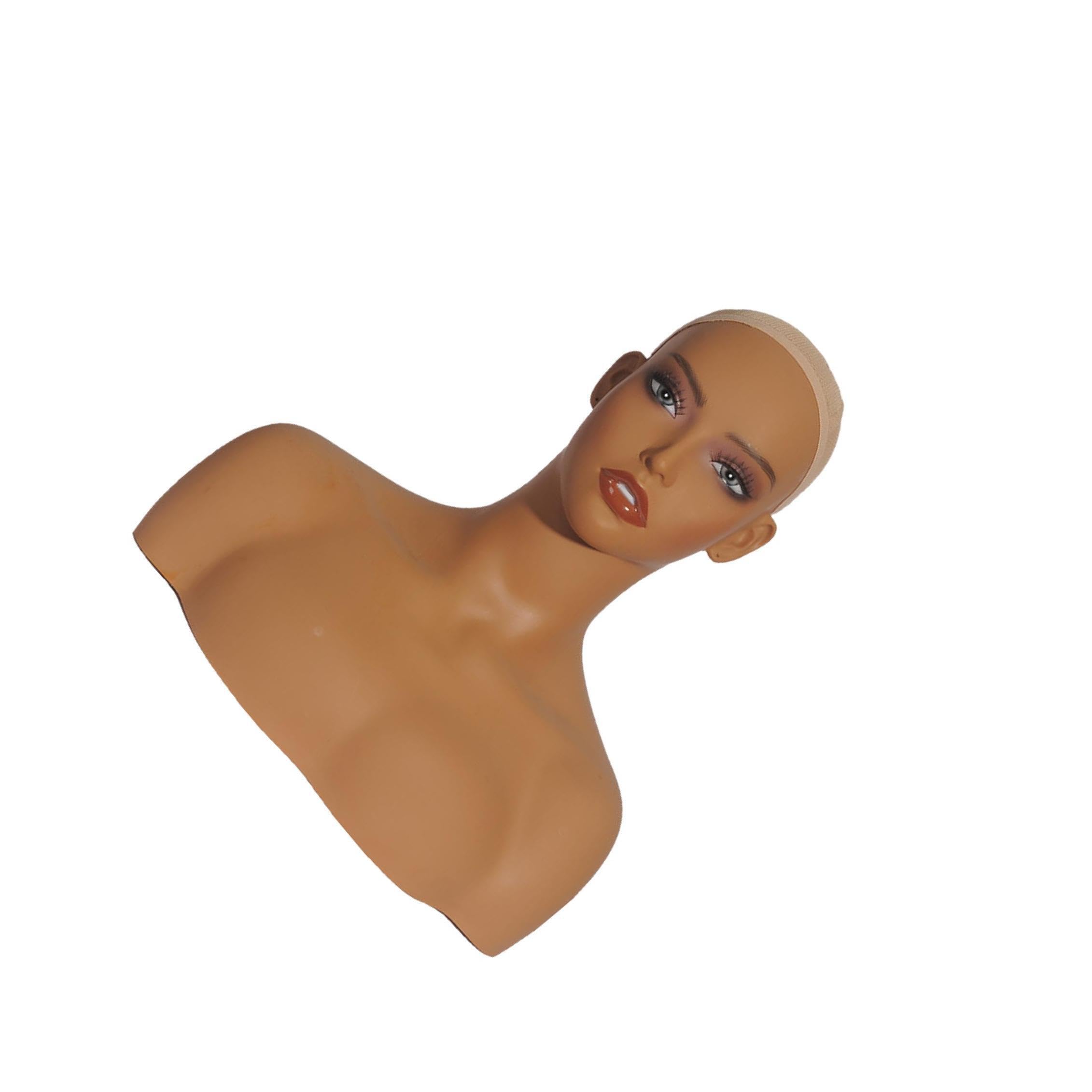 AUYXSSZ Realistic Female Mannequin Head With Shoulder Stands Out When Displaying Wigs Necklaces And Earrings Cosmetology Training Fashion Accessory Showcase