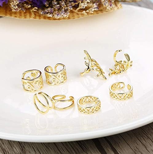 YADOCA 4 Pairs Ear Cuff Earrings for Women Men Clip on Earrings Set Fake Piercing Helix Ear Clip Non Pierced Cartilage Earrings Silver Gold