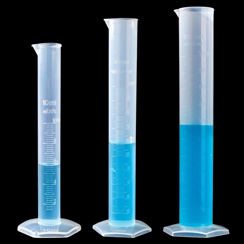 1 PCX Hexagon Bottom Transparent Measuring Plastic Graduated Cylinder Test Tube Laboratory Tool 10/25/50/100/250/500/1000ml(250ml)