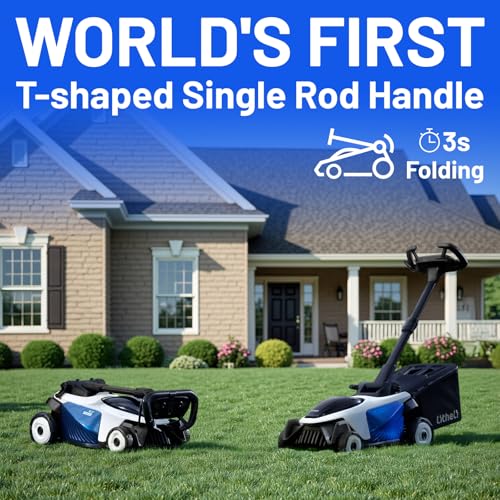 Image of Electric Lawn Mower, Self-propelled Lawn Mower Cordless 40V(2x20V) 18.5 inch Brushless Mower with Electric Cutting Height Adjustment, Higher Rotation Speed, 2 x 4.0Ah Battery and Rapid Charge Included