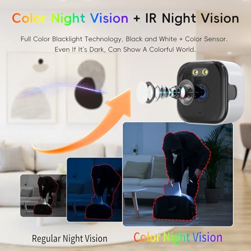 Image of ANYQOO Window Camera 3MP 2K, Window Cameras for Home Security, 2.4GHz & 5GHz WiFi Camera for Home Security, ChroMax AI Color Night Vision, Person /Motion Detection, 24 /7 Recording, Easy Install (2Pack)