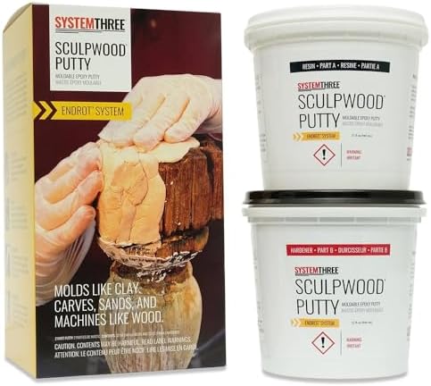 System Three 1600K20 SculpWood Putty Kit, 0.5 Gallon, Brown