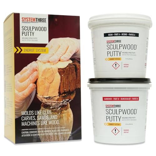 Image of System Three 1600K20 SculpWood Putty Kit, 0.5 Gallon, Brown
