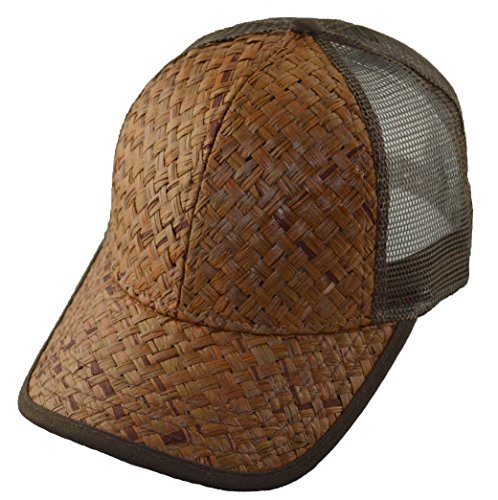 G Straw Mesh Trucker Cap Hat Adjustable Low Profile-brown Brown