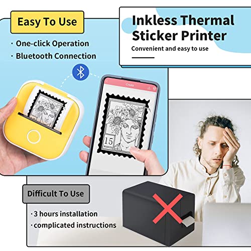 T02 Mini Printer Sticker Maker - Portable Pocket Thermal Instant Photo Printer - T02 Sticker Maker Machine Mini Printer, Wireless Receipt Label Maker Printer For Sticky Scrapbook, Label #TOP7