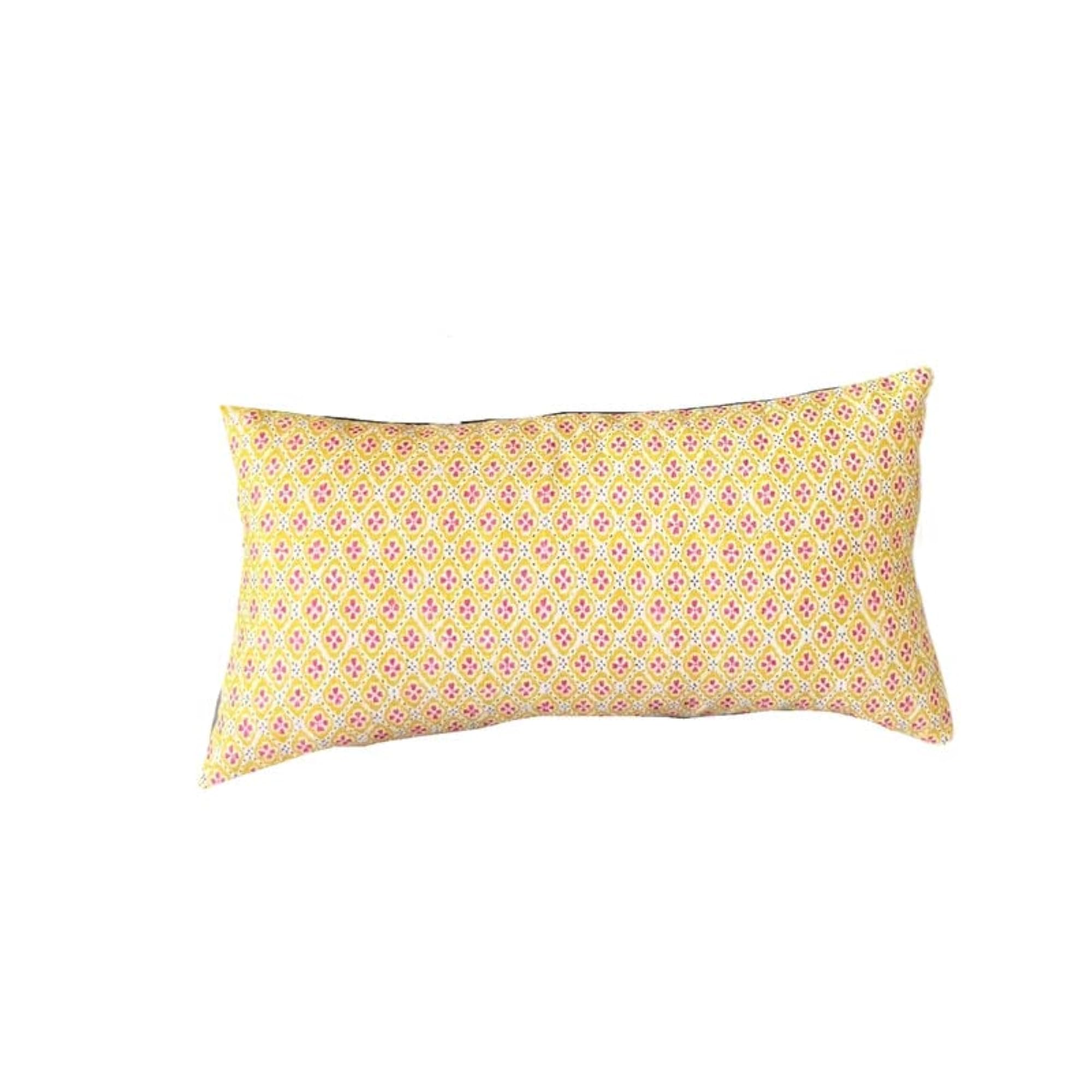 Yellow Floral Printed Cushion Cover
