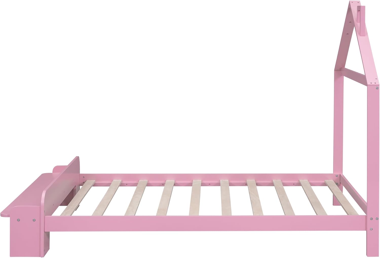 Platform Full Size Wood Platform Bed with House-Shaped Headboard and Footboard Bench Compatible with Kids, Teens, No Box Spring Needed/Easy Assembly (Pink, Full),Queen Bed (Pink Full)