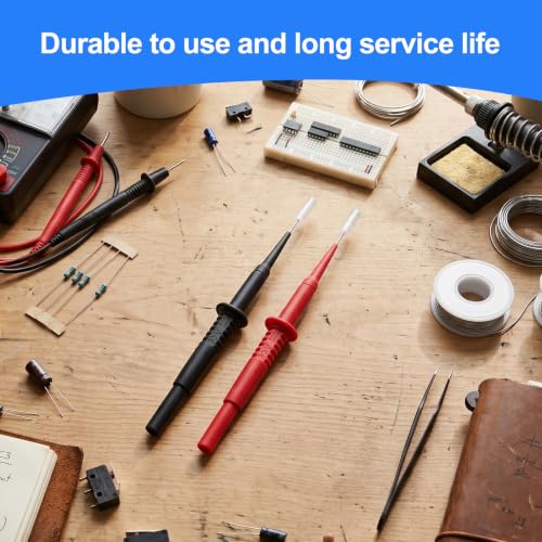 Image of Yoidesu 2Pcs P5008 Test Probe,Fully Insulated Quick Pierce Testing Clips Needle,Black Red Banana Socket Connection Wire Multimeter Testing Probes