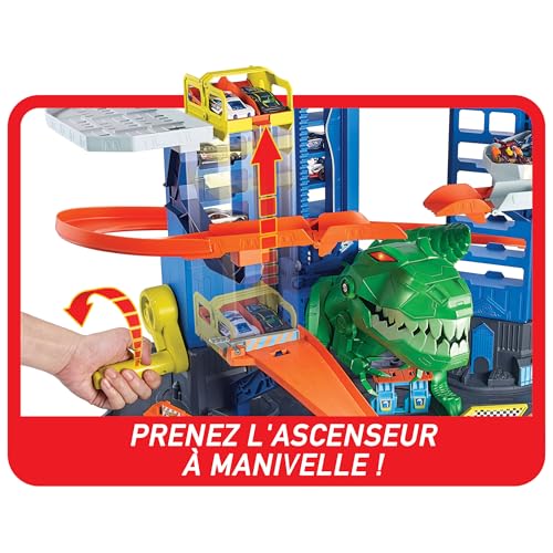 HOT WHEELS City Super Dino Robot Garage 90 cm de haut 100 places de parking 2 vehicules inclus Neuf - vue 5