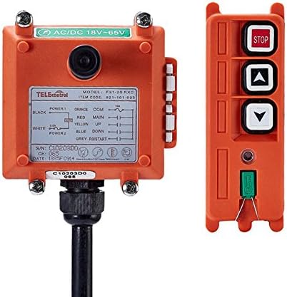 Industrial Crane Wireless Remote Control F21-2S AC/DC18V-65V Hoist with Single Speed Button (1 Transmitter + 1 Receiver)
