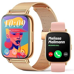 FMK Smartwatch Damen mit Telefonfunktion Fitnessuhr Android iOS Phone Anruf- und Nachrichtenerinnerung Fitness Tracker 1.7″ HD Touchscreen Wasserdicht IP68 Sport Uhr mit Pulsmesser,Musiksteuerung