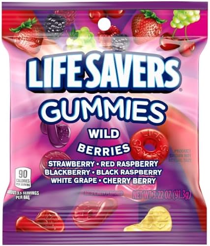 LIFE SAVERS Gummies Wild Berries Gummy Candy Bulk, 3.22 oz Bags Pack 12