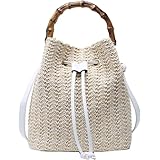 [SkysRose] 浴衣 かごバッグかごバッグ, 夏の籐のわらハンドレディース織りのビーチ木製ハンドメッセンジャー大容量ショルダーバッグ カゴバッグ (B)