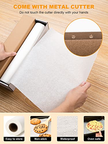 Smartake Parchment Paper Roll, 13 In X 164 Ft, 177 Sq.ft Baking Paper With Metal Cutter, Non-Stick Baking Paper Sheets, Greaseproof, Waterproof, For Cooking, Air Fryer, Grilling, Steaming (White) #TOP1