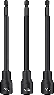 3 PCS 7/16 Ultra Magnetic Nut Driver Set for Impact Drill, Standard British 7/16, 1/4 Shank, 6 Inch (150mm) Length, Different from 11mm Nut Driver