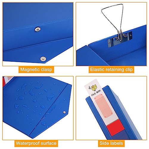 Le Papillion Jewelry Storage File Boxes 2 Pack,A4 Archives Cases With Magnetic Closure Lids,File Boxes For Hanging Files With Lid,Plastic File Boxes With Lids,Height 68Mm Blue Archive #TOP2