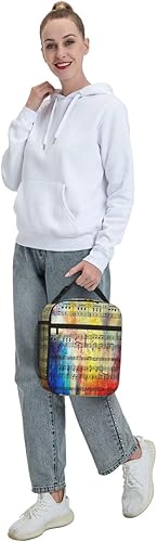 Miniatura 8 de Bolsa de almuerzo impresa con nota musical vintage con bolsillo lateral, bolsa suave aislada, bolsa térmica para picnic de trabajo