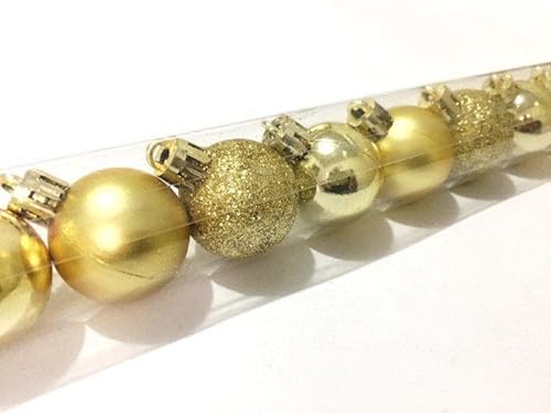 Kit 45 Mini Bolas Natal Dourada Glitter, Fosca, Lisa 3cm - Master Christmas