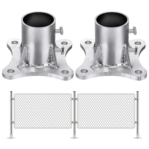 Zonon 2 1/2 F Chain Link Fence Metal Post Base Parts (2 3/8 Od) Pipe Floor Flanges Galvanized Steel Round Posts, Outdoor(2 Pcs)