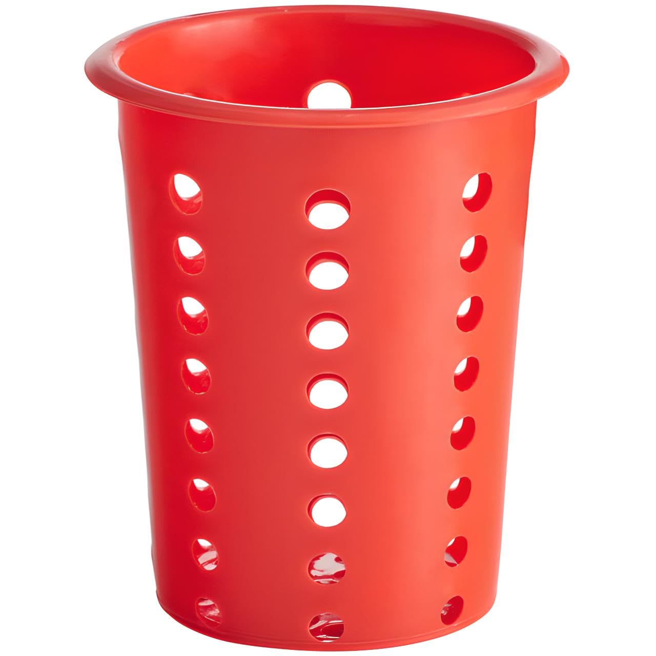 OCS Parts Perforated Utensil Drying Cups | Red | Plastic Flatware Holder Cylinders for Kitchen Counter Organization