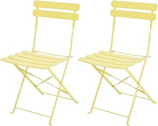 2 Sedie Pieghevoli in Metallo Set di Sedie da Giardino Balcone Terraza Sala da Pranzo Senza Montaggio e Salvaspazio ECC 38x42x81cm (Bianco)