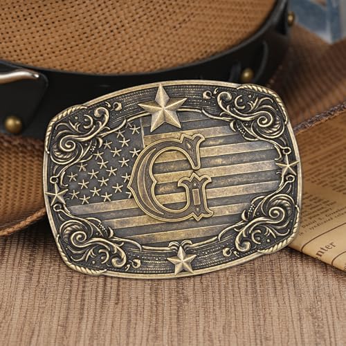 Image of Western Belt Buckle for Men Women Initial Letter A to Z Cowboy Belt Buckle Texas Buckle hebillas vaqueras para hombre