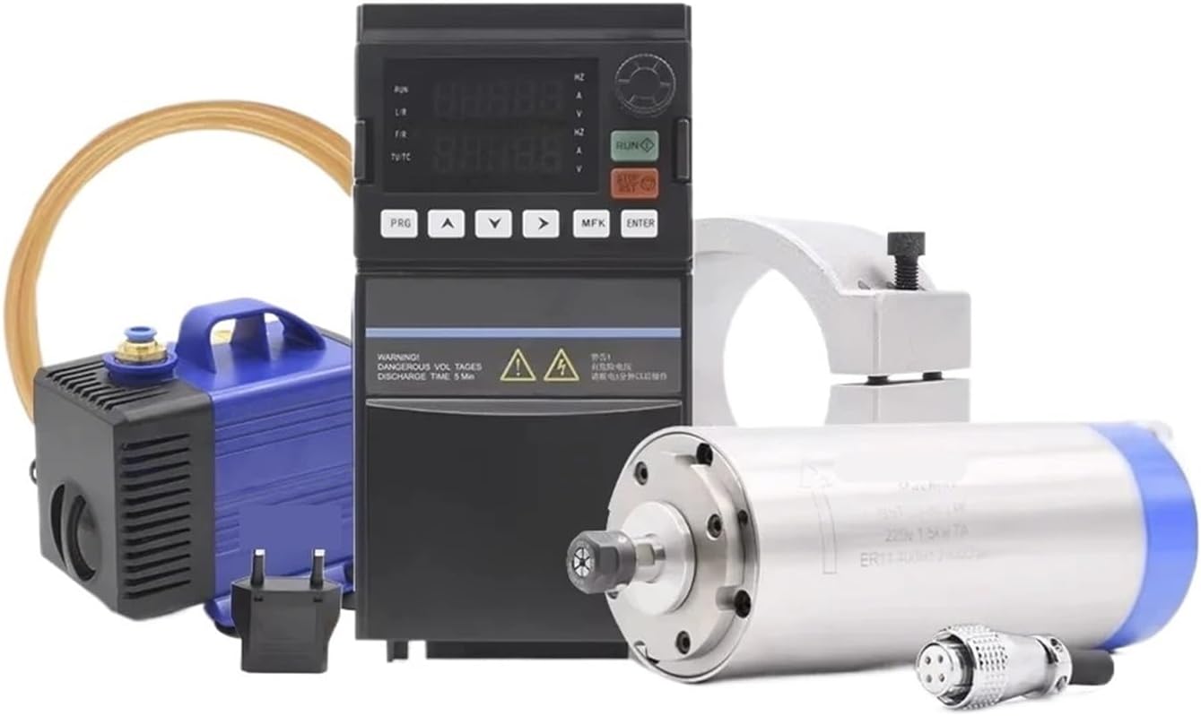 1.5kw ER11 D80 Water Cooled Spindle 220v/380v 400hz 4pcs Bearing, YL42 Inverter and 80mm Bracket and 75w Water Pump(220v)