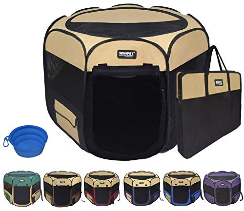 Winipet Folding Soft Pet Playpen with 2-Doors and 2-Year Warranty