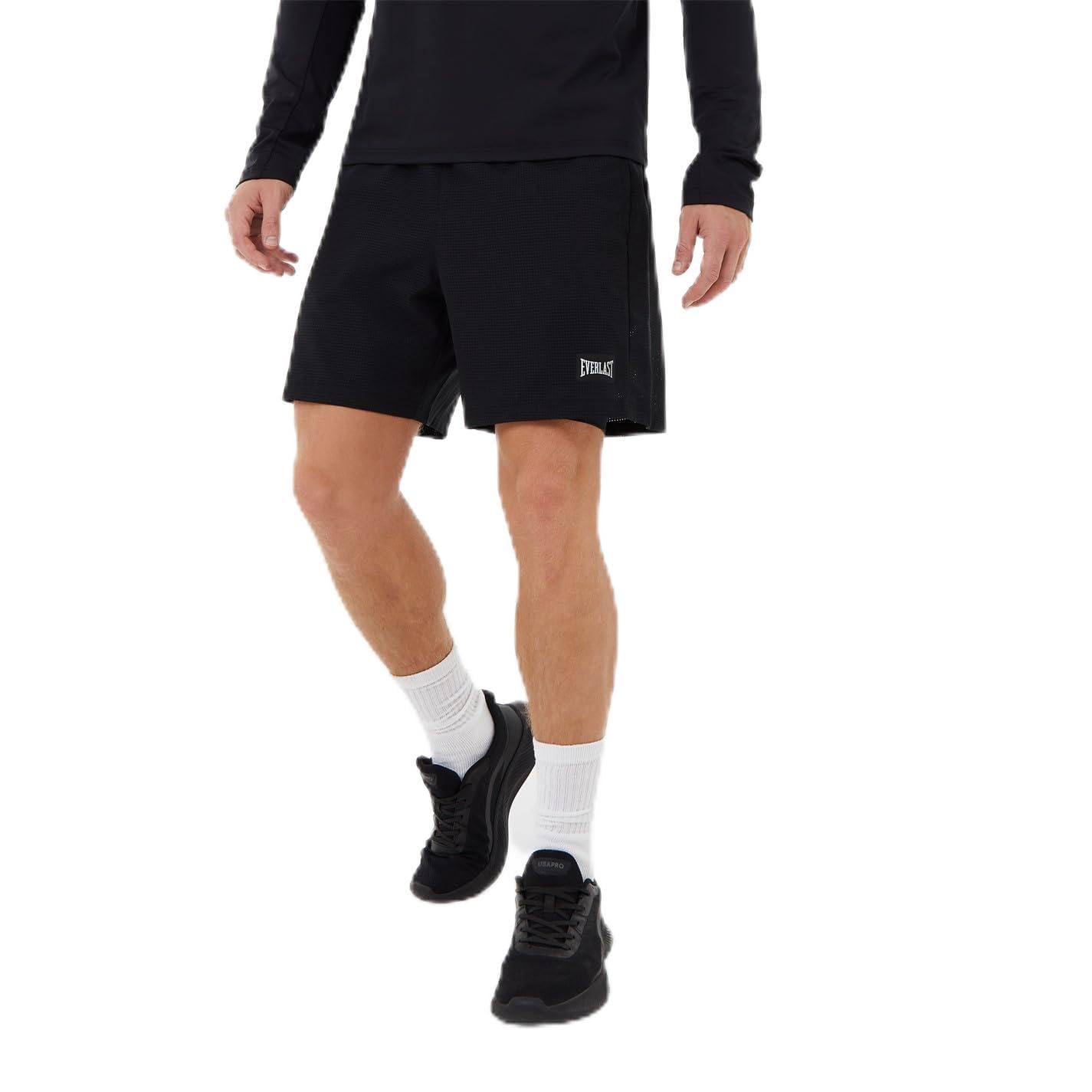 Everlast Men's Black 2 In 1 Shorts Sports Training Bottoms Xl