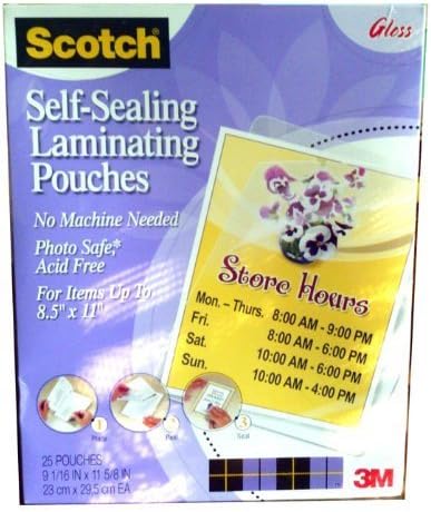 Self-Sealing Laminating Pouches, 9.5 Mil, 9 3/10 X 11 4/5, 25/Pack