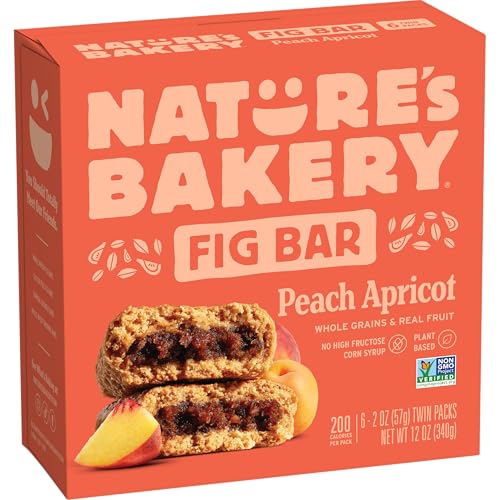 Image of Nature's Bakery Whole Wheat Fig Bars, Peach Apricot, Vegan Snacks, Non-GMO (6 Count of 2 Ounce Bars), 12 Ounce