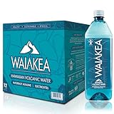 Waiakea Hawaiian Volcanic Water, Naturally Alkaline, 100% Recycled Bottle, 1L (Pack of 12), 33.8 Fl Oz (Pack of 12)