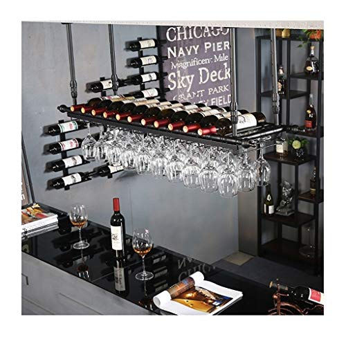 Porte-bouteilles de vin suspendu au design européen chic en métal noir