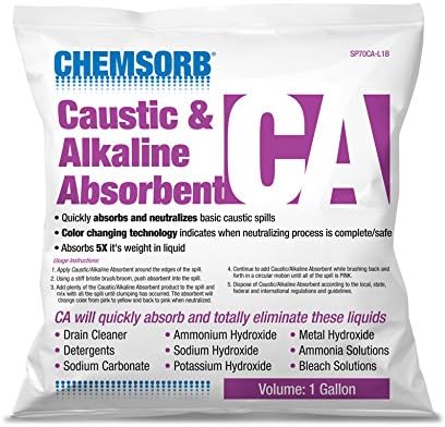CA - Caustic & Alkaline Neutralizing Absorbent, 1 Gal. Bag, SP70CA-L1B, Fast-Acting Base Neutralizer Absorbent, Safe Color Changing Technology, Silica Free Neutralizer of Caustic Alkalines
