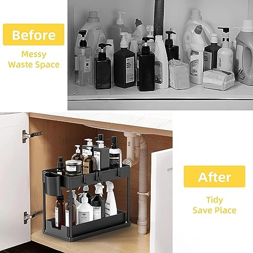 Under Sink Organizer,2 Tier Under Cabinet Organizer Sliding Under Bathroom Sink Organizers And Storage Multi-Purpose Tidy Help Under The Sink Storage Kitchen #TOP1